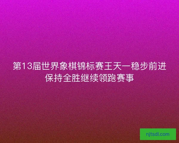 第13届世界象棋锦标赛王天一稳步前进保持全胜继续领跑赛事